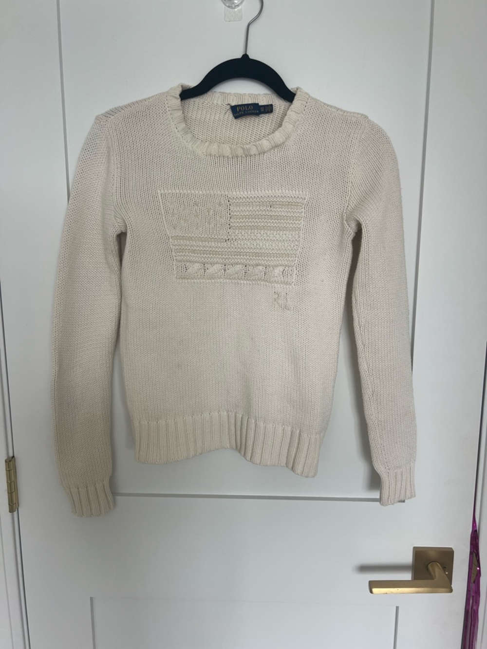 Polo Ralph Lauren Cream American Flag Knit Sweater